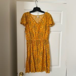 Mustard yellow floral Old Navy dress